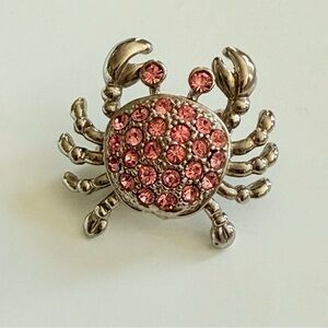 🦀 Cookie Lee Genuine Crystal Pink Crab Brooch